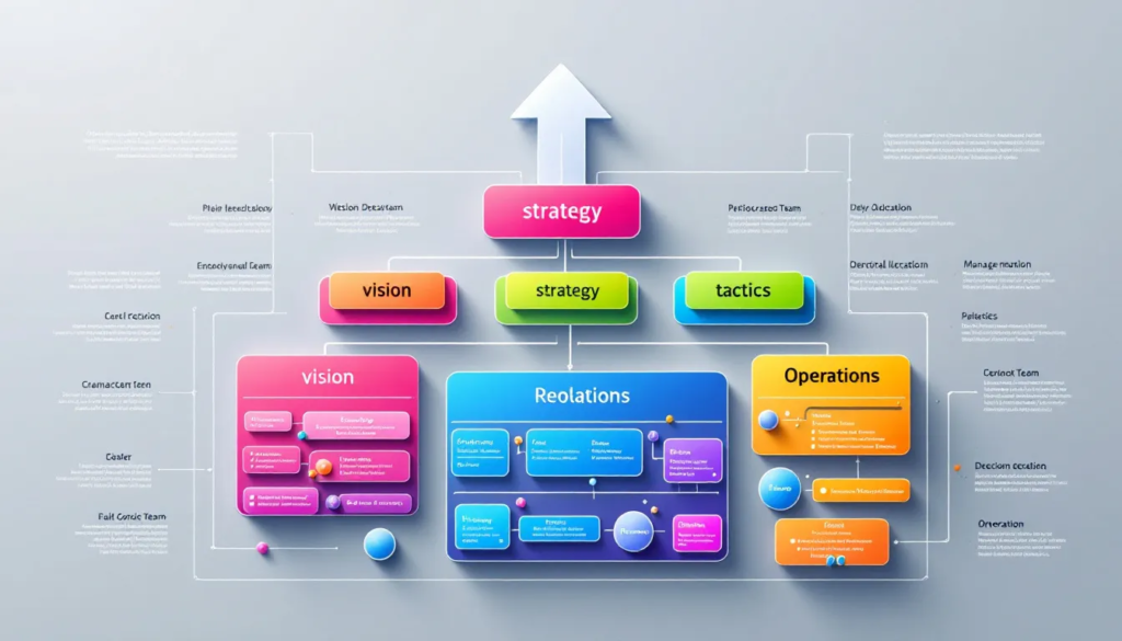 A diagram illustrating the alignment of organizational structure and resources with strategic objectives.