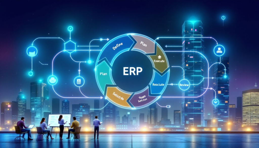 Implementation strategies for ERP systems focusing on project planning and team selection.