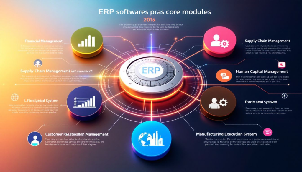 Core modules of ERP software showcasing essential functionalities.