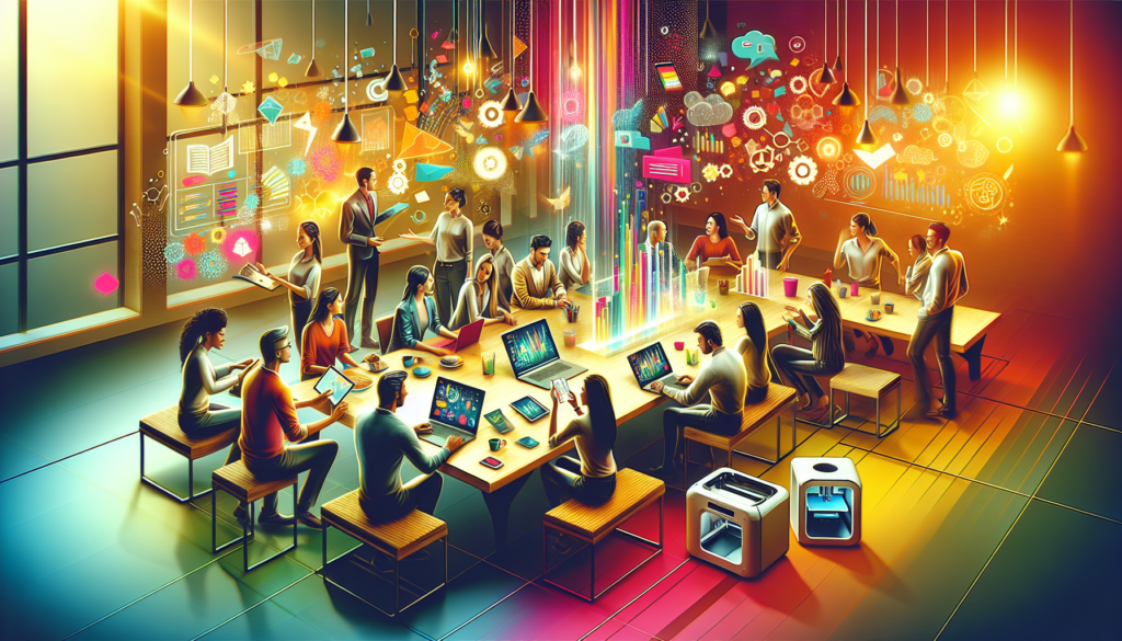 A creative depiction of fostering a culture of innovation within an organization, highlighting the importance of digital transformation.